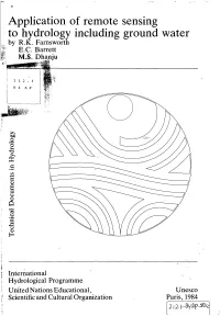 Application of Remote Sensing to Hydrology Including Ground Water by R.K