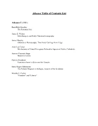 Athanor 1-26 Contents