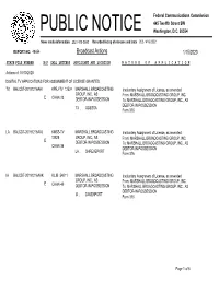 Broadcast Actions 1/15/2020