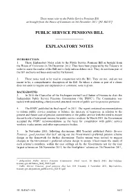 Public Service Pensions Bill Explanatory Notes