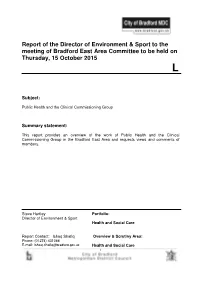 Report of the Director of Environment & Sport to the Meeting of Bradford