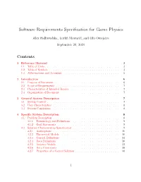 Software Requirements Specification for Game Physics