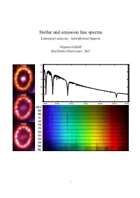 Stellar and Emission Line Spectra Laboratory Exercise - Astrophysical Spectra