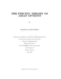 The Pricing Theory of Asian Options