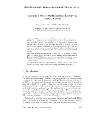 Towards a Mizar Mathematical Library in Omdoc Format