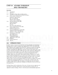 UNIT 10 ATOMIC EMISSION Spectrometry SPECTROMETRY
