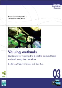 Valuing Wetlands Guidance for Valuing the Beneﬁ Ts Derived from Wetland Ecosystem Services De Groot, Stuip, Finlayson, and Davidson 03