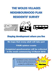 We Hope That Every Adult Will Take Part YOUR Opinion Counts Completed Questionnaires Will Be Collected in the Week Commencing 14