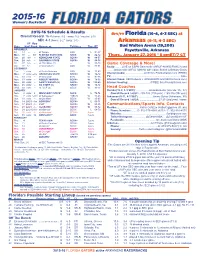 2015-16 Schedule & Results Opening Tip Florida's Possible Starting