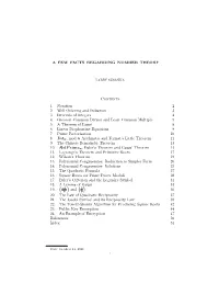 A FEW FACTS REGARDING NUMBER THEORY Contents 1