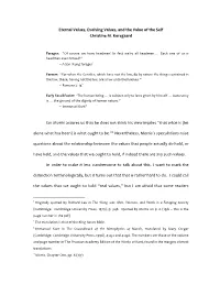 Eternal Values, Evolving Values, and the Value of the Self Christine M