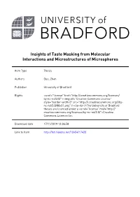 Insights of Taste Masking from Molecular Interactions and Microstructures of Microspheres