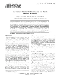 New Enzymatic Method for the Determination of Total Phenolic Content in Tea and Wine