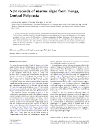 New Records of Marine Algae from Tonga, Central Polynesia