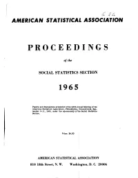 Proceeding of the Social Statistics Section 1965 Index