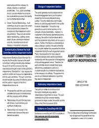 Audit Committees and Auditor Independence Brochure