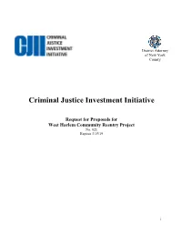 Request for Proposals for West Harlem Community Reentry Project No