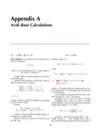 Appendix a Acid-Base Calculations
