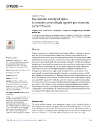Bactericidal Activity of Alpha-Bromocinnamaldehyde