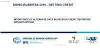 Doing Business 2016 - Getting Credit