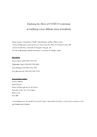 Exploring the Effects of COVID-19 Restrictions on Wellbeing Across