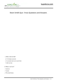Kevin Smith Quiz: Questions and Answers
