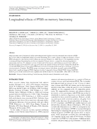 Longitudinal Effects of PTSD on Memory Functioning
