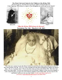 “May the Divine Will Always Be Blessed!” Newsletter No