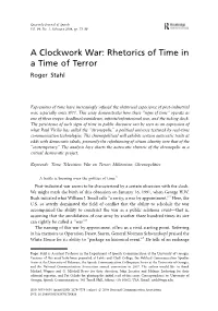 A Clockwork War: Rhetorics of Time in a Time of Terror Roger Stahl