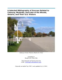 A Selected Bibliography of Sources Related to Cobourg, Lake Muskoka