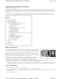 Interpretations of Quantum Mechanics - Wikipedia Page 1 of 9