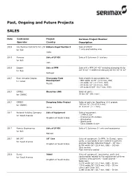 Past, Ongoing and Future Projects SALES
