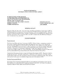 Shetek Area Wastewater Collection and Treatment System Findings of Fact Murray County Conclusions of Law Currie, Minnesota and Order