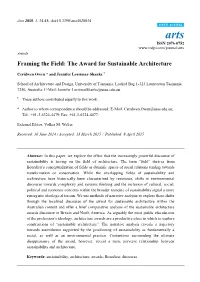 The Award for Sustainable Architecture