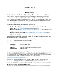 THIRD PARTY NOTICES for Microsoft Invoicing