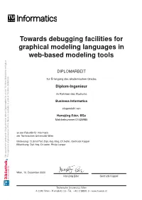 Towards Debugging Facilities for Graphical Modeling Languages in Web-Based Modeling Tools