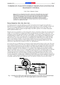 Turbine By-Pass with Energy Dissipation System for Transient Control
