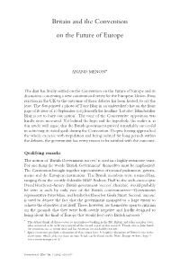 Britain and the Convention on the Future of Europe