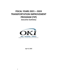 FISCAL YEARS 2021 – 2024 TRANSPORTATION IMPROVEMENT PROGRAM (TIP) Executive Summary