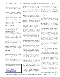Hamtronics® Ap-3 Autopatch Module: Instruction Manual