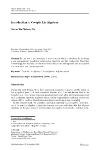 Introduction to Co-Split Lie Algebras