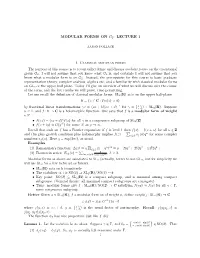 Modular Forms on G2: Lecture 1