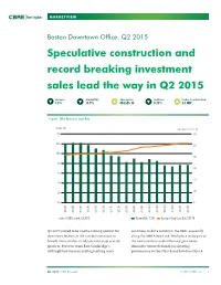 Speculative Construction and Record Breaking Investment Sales Lead the Way in Q2 2015