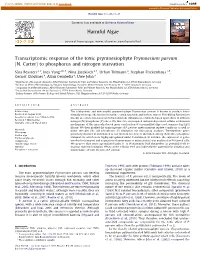 Transcriptomic Response of the Toxic Prymnesiophyte Prymnesium Parvum