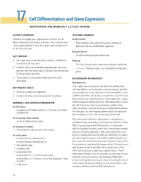 17 Cell Differentiation and Gene Expression Investigation a N D M O D E L I N G • 1–2 C L a S S S E S S I O N S