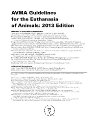 AVMA Guidelines for the Euthanasia of Animals: 2013 Edition