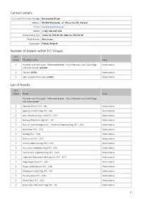 Contact Details Number of Breeds Within FCI Groups List of Breeds