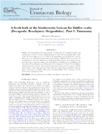 (Decapoda: Brachyura: Ocypodidae). Part 1: Taxonomy Downloaded from by Guest on 30 November 2019