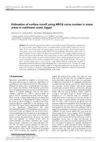 Estimation of Surface Runoff Using NRCS Curve Number in Some Areas in Northwest Coast, Egypt