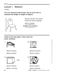 Lesson 1 Reteach Inches